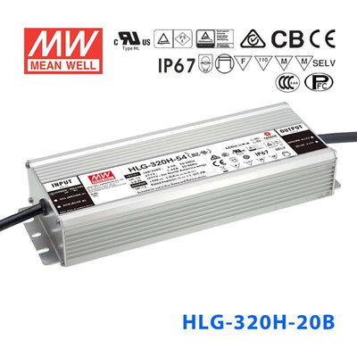 Mean Well HLG-320H-20B Power Supply 300W 20V- Dimmable 15A