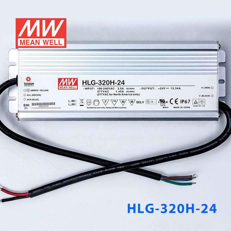 Mean Well HLG - 320H - 24 Power Supply 320W 24V - HLG - 320H - 24 - powersupplymall.com