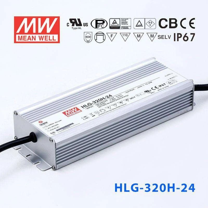 Mean Well HLG - 320H - 24 Power Supply 320W 24V - HLG - 320H - 24 - powersupplymall.com