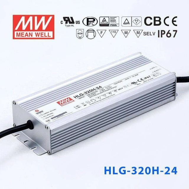 Mean Well HLG - 320H - 24 Power Supply 320W 24V - HLG - 320H - 24 - powersupplymall.com