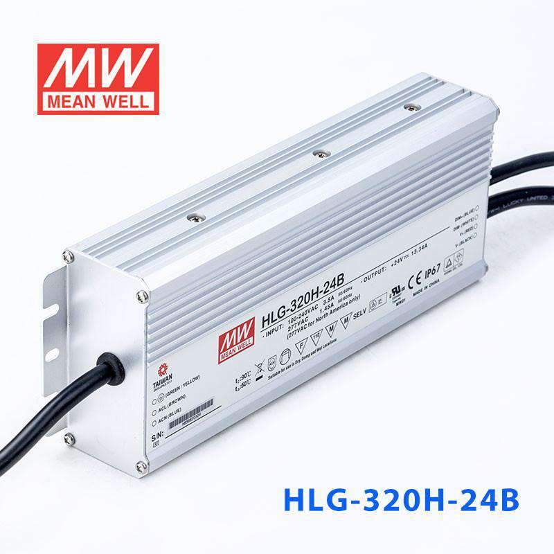 Mean Well HLG - 320H - 24B Power Supply 320W 24V - Dimmable - HLG-320H-24B - powersupplymall.com