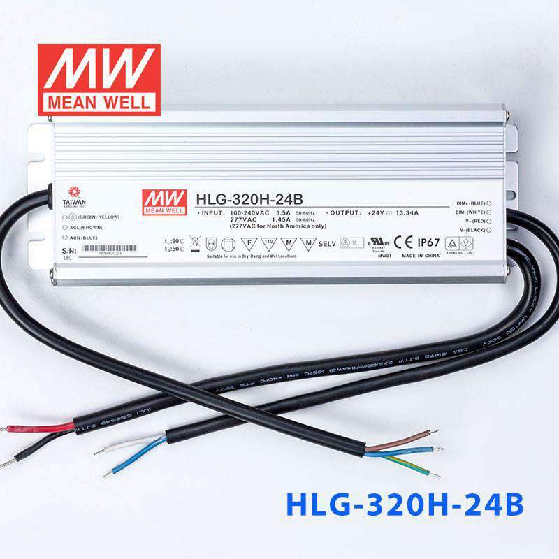 Mean Well HLG - 320H - 24B Power Supply 320W 24V - Dimmable - HLG-320H-24B - powersupplymall.com