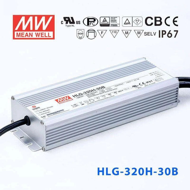 Mean Well HLG-320H-30B Power Supply 320W 30V- Dimmable 10.7A - HLG-320H-30B - powersupplymall.com