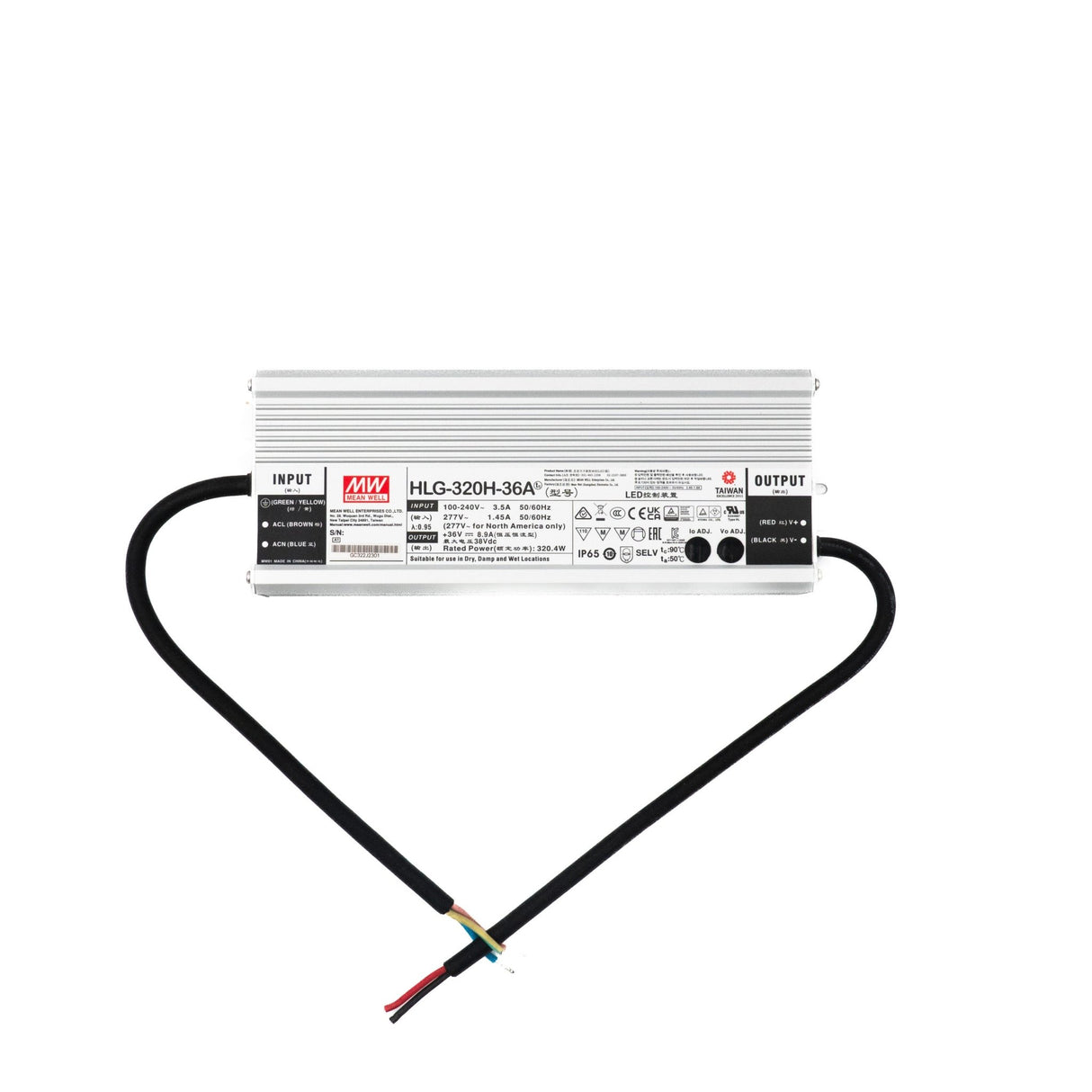 Mean Well HLG - 320H - 36A Power Supply 320W 36V - Adjustable - HLG - 320H - 36A - powersupplymall.com