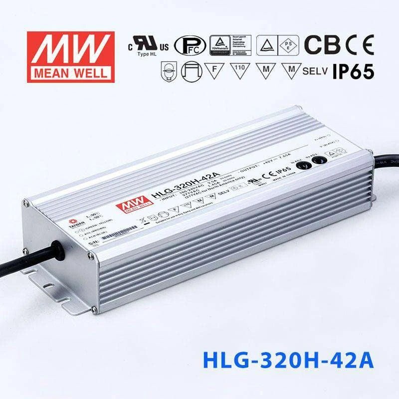 Mean Well HLG-320H-42A Power Supply 320W 42V - Adjustable 7.65A - HLG-320H-42A - powersupplymall.com