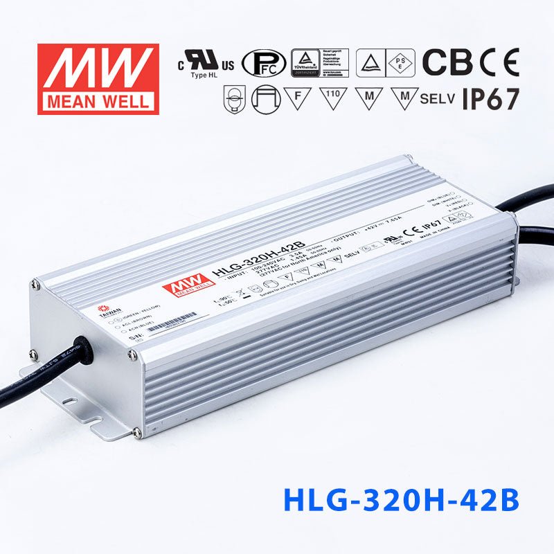 Mean Well HLG - 320H - 42AB Power Supply 320W 42V - Adjustable and Dimmable - HLG - 320H - 42AB - powersupplymall.com