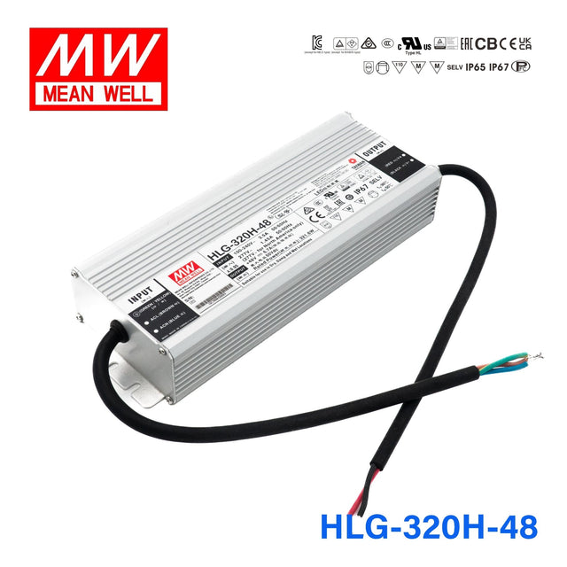 Mean Well HLG-320H-48 Power Supply 320W 48V 6.7A - HLG-320H-48 - powersupplymall.com