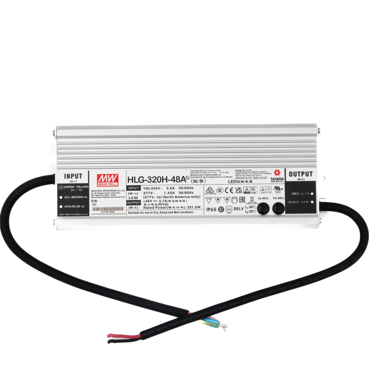 Mean Well HLG - 320H - 48A Power Supply 320W 48V - Adjustable - HLG - 320H - 48A - powersupplymall.com