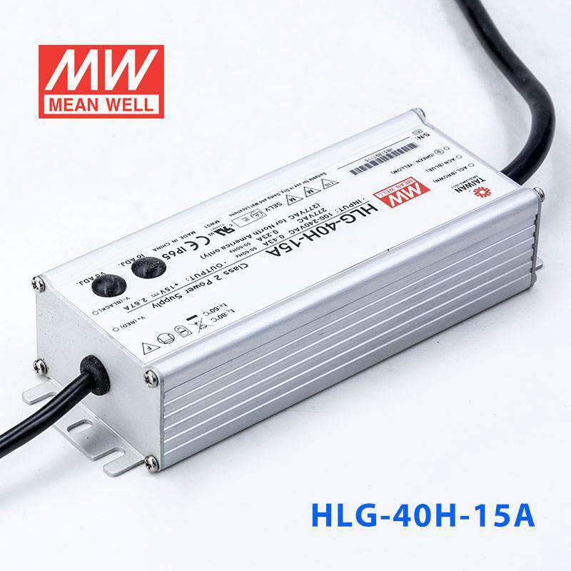 Mean Well HLG-40H-15A Power Supply 40W 15V - Adjustable 2.67A - HLG-40H-15A - powersupplymall.com