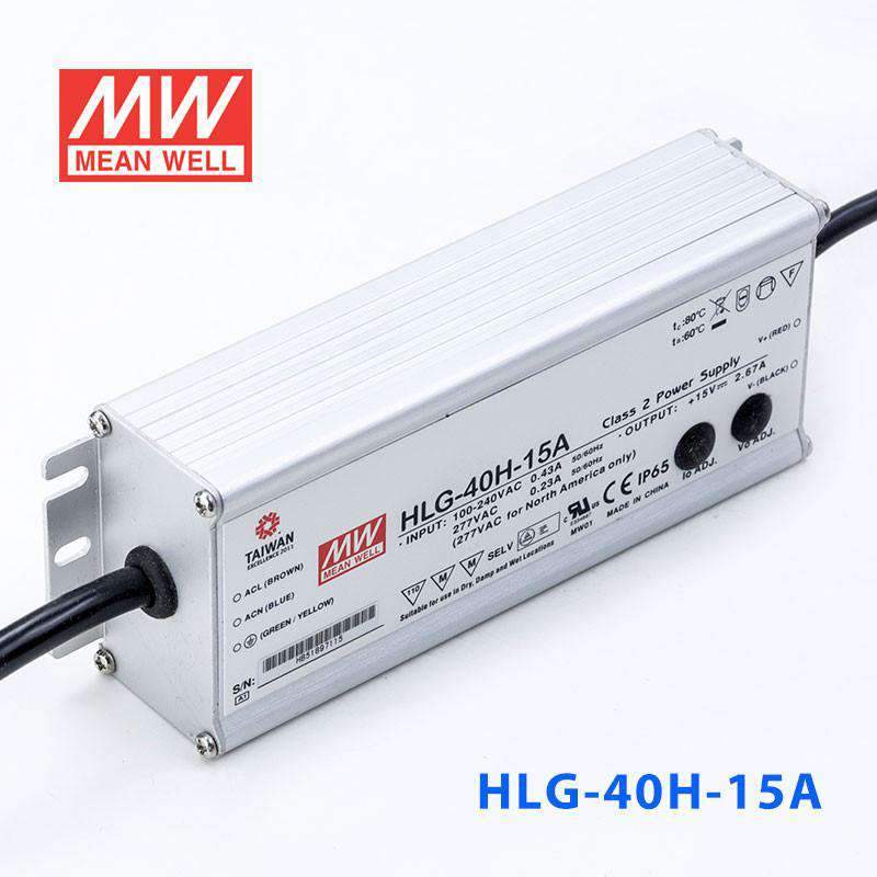 Mean Well HLG-40H-15A Power Supply 40W 15V - Adjustable 2.67A - HLG-40H-15A - powersupplymall.com