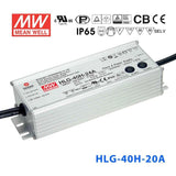 Mean Well HLG-40H-20A Power Supply 40W 20V - Adjustable 2A - HLG-40H-20A - powersupplymall.com