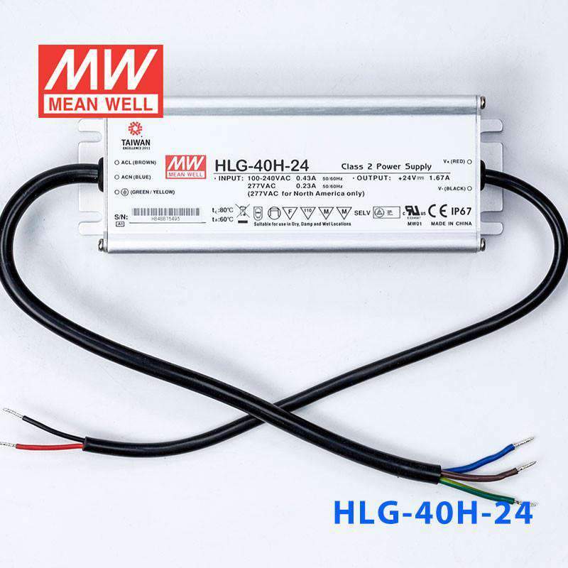 Mean Well HLG - 40H - 24 Power Supply 40W 24V - HLG - 40H - 24 - powersupplymall.com