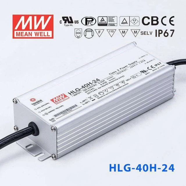 Mean Well HLG - 40H - 24 Power Supply 40W 24V - HLG - 40H - 24 - powersupplymall.com