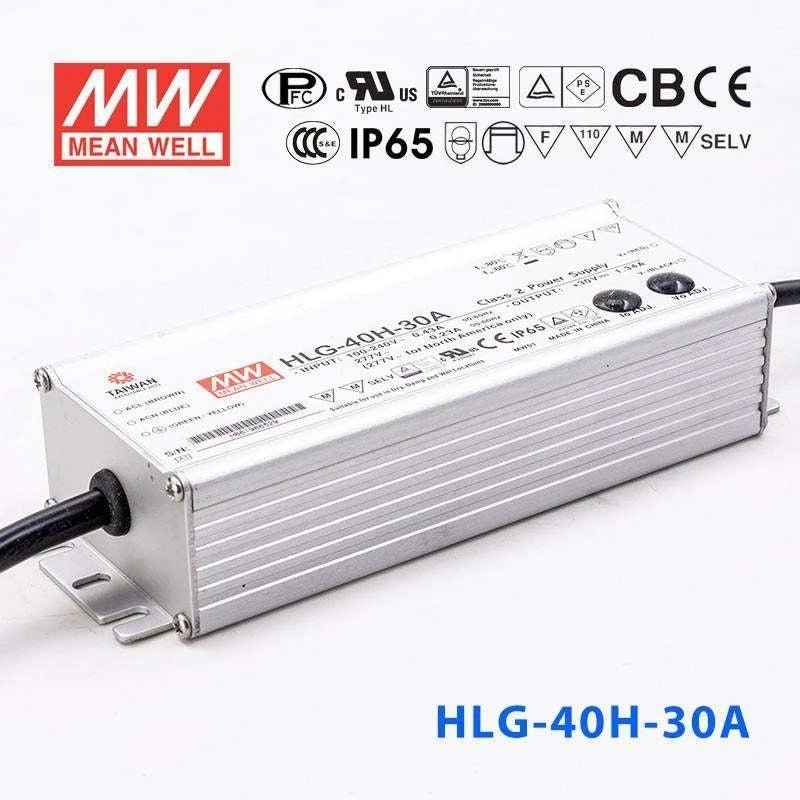 Mean Well HLG-40H-30A Power Supply 40W 30V - Adjustable 1.34A - HLG-40H-30A - powersupplymall.com