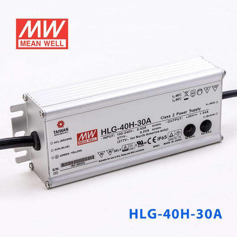 Mean Well HLG-40H-30A Power Supply 40W 30V - Adjustable 1.34A - HLG-40H-30A - powersupplymall.com