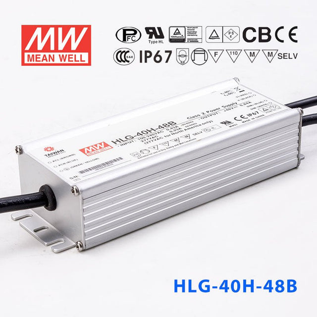 Mean Well HLG-40H-48AB Power Supply 40W 48V - Adjustable and Dimmable 840mA - HLG-40H-48AB - powersupplymall.com