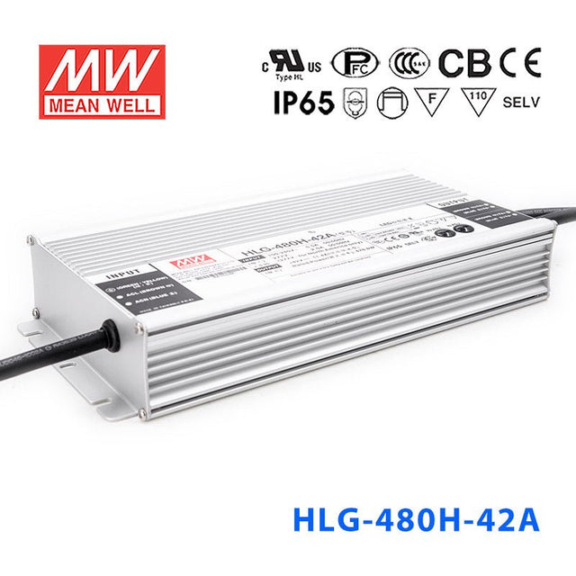 Mean Well HLG-480H-42A Power Supply 480W 42V - Adjustable 11.4A - HLG-480H-42A - powersupplymall.com