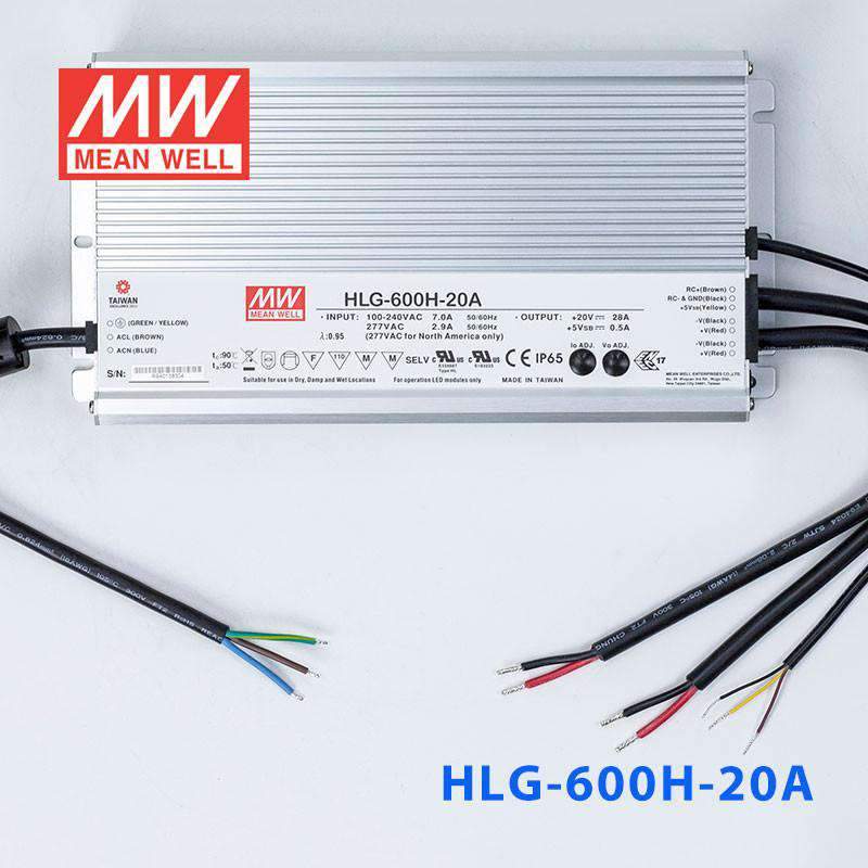 Mean Well HLG - 600H - 20A Power Supply 560W 20V - Adjustable - HLG-600H-20A - powersupplymall.com