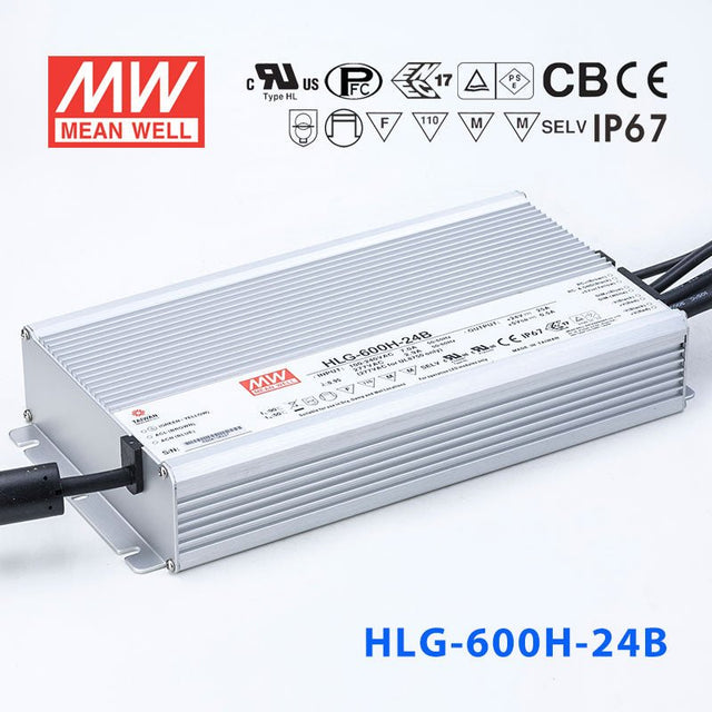 Mean Well HLG - 600H - 24AB Power Supply 600W 24V - Adjustable and Dimmable - HLG - 600H - 24AB - powersupplymall.com