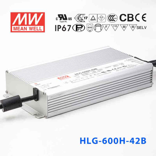Mean Well HLG-600H-42AB Power Supply 600W 42V - Adjustable and Dimmable 14.3A - HLG-600H-42AB - powersupplymall.com