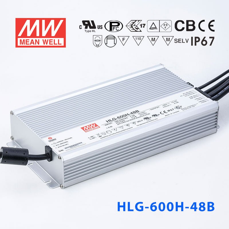 Mean Well HLG-600H-48AB Power Supply 600W 48V - Adjustable and Dimmable 12.5A - HLG-600H-48AB - powersupplymall.com