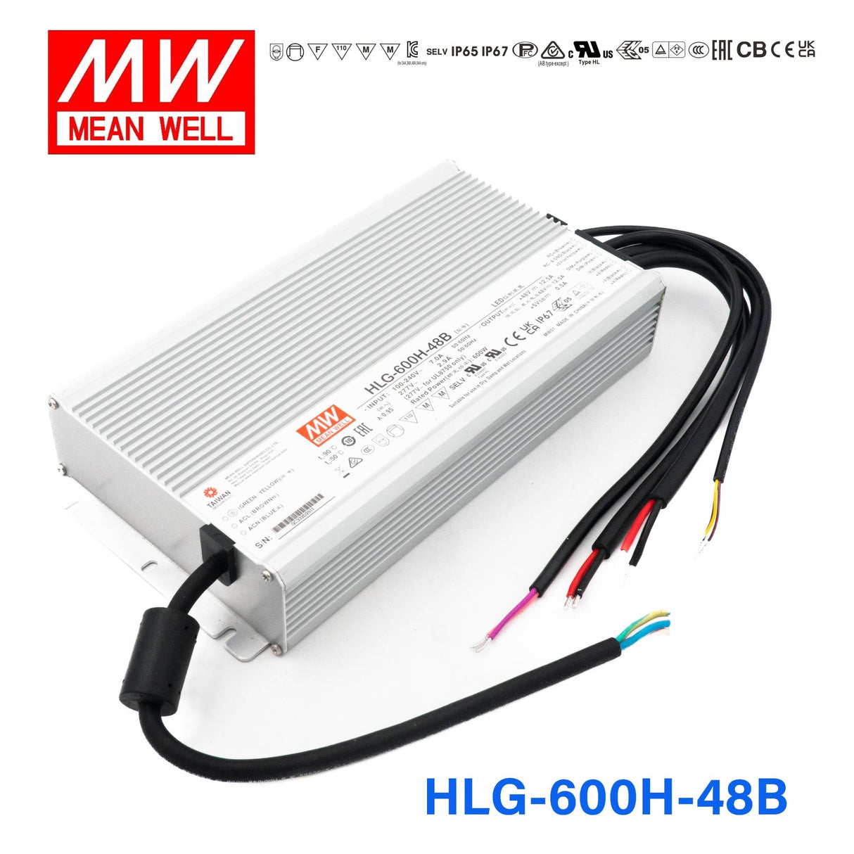 Mean Well HLG-600H-48B Power Supply 600W 48V- Dimmable 12.5A - HLG-600H-48B - powersupplymall.com