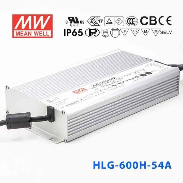 Mean Well HLG-600H-54A Power Supply 600W 54V - Adjustable 11.2A - HLG-600H-54A - powersupplymall.com