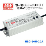 Mean Well HLG-60H-20A Power Supply 60W 20V - Adjustable 3A - HLG-60H-20A - powersupplymall.com
