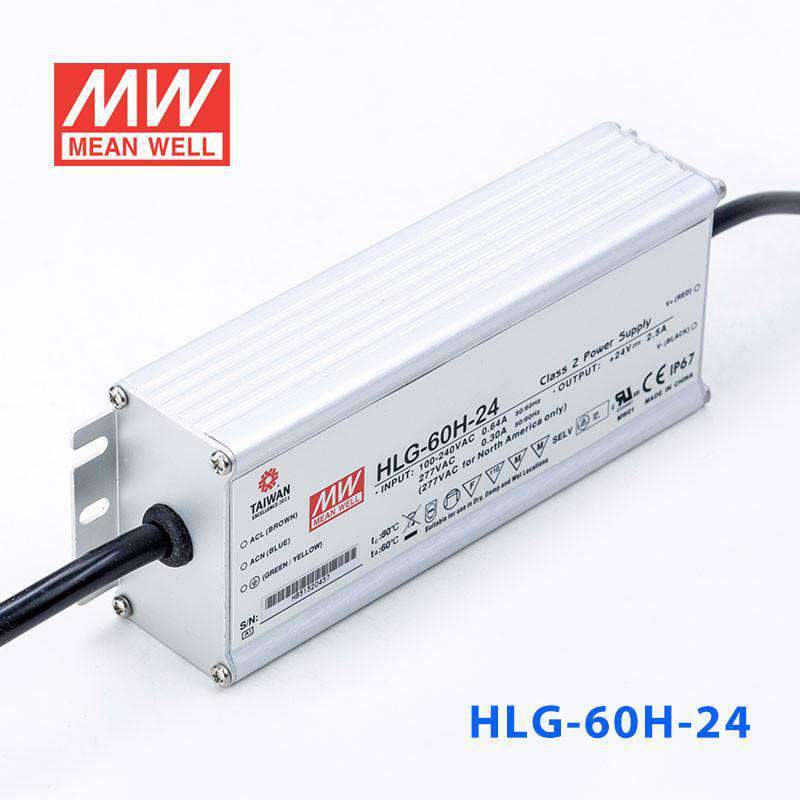 Mean Well HLG - 60H - 24 Power Supply 60W 24V - HLG - 60H - 24 - powersupplymall.com