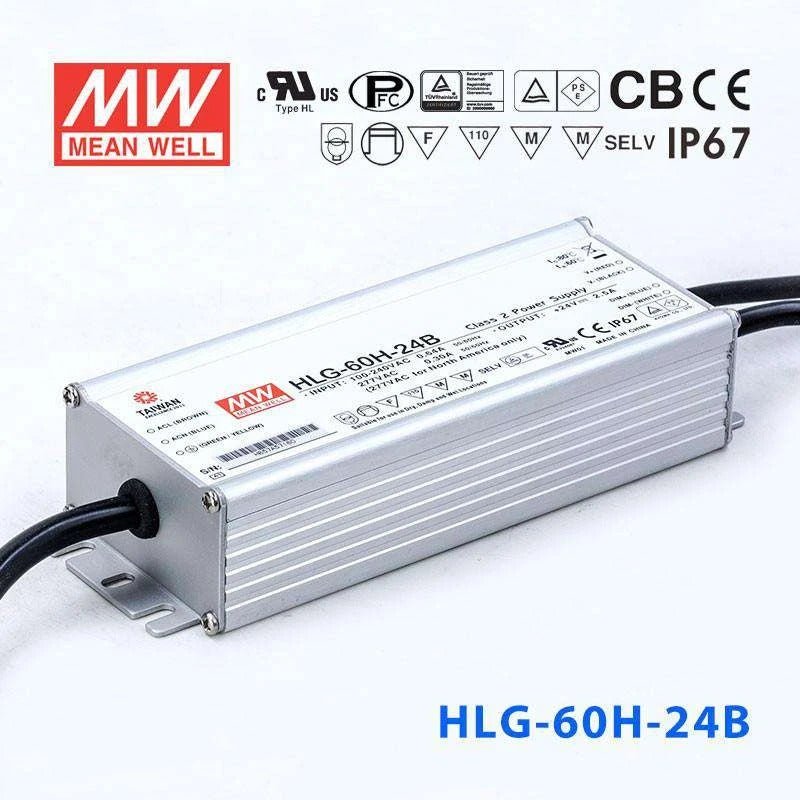 Mean Well HLG - 60H - 24B Power Supply 60W 24V - Dimmable - HLG - 60H - 24B - powersupplymall.com