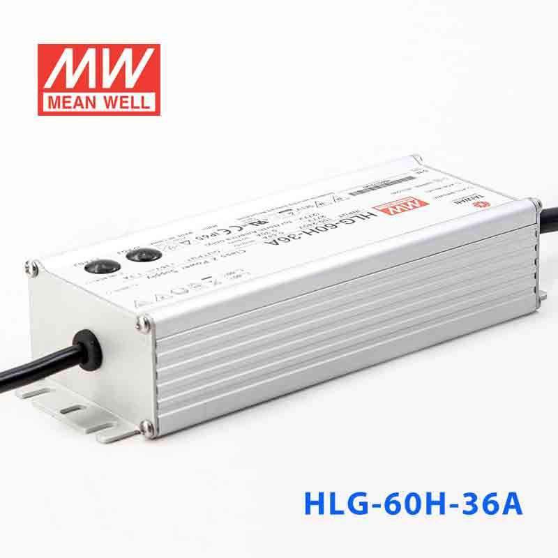 Mean Well HLG-60H-36A Power Supply 60W 36V - Adjustable 1.7A - HLG-60H-36A - powersupplymall.com