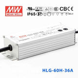 Mean Well HLG-60H-36A Power Supply 60W 36V - Adjustable 1.7A - HLG-60H-36A - powersupplymall.com