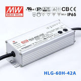Mean Well HLG-60H-42A Power Supply 60W 42V - Adjustable 1.45A - HLG-60H-42A - powersupplymall.com