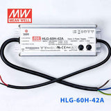 Mean Well HLG-60H-42A Power Supply 60W 42V - Adjustable 1.45A - HLG-60H-42A - powersupplymall.com