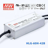 Mean Well HLG-60H-42B Power Supply 60W 42V - Dimmable 1.45A - HLG-60H-42B - powersupplymall.com