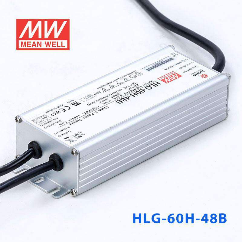 Mean Well HLG-60H-48B Power Supply 60W 48V - Dimmable 1.3A - HLG-60H-48B - powersupplymall.com