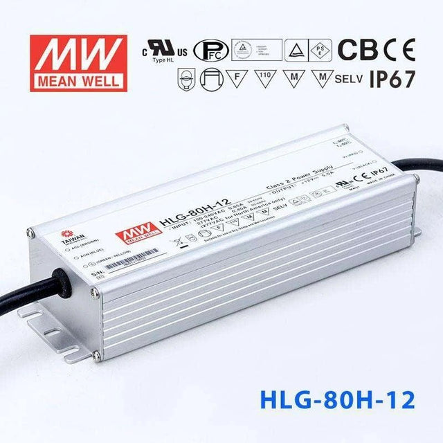Mean Well HLG - 80H - 12 Power Supply 60W 12V - HLG - 80H - 12 - powersupplymall.com