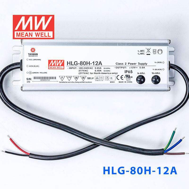 Mean Well HLG - 80H - 12A Power Supply 60W 12V - Adjustable - HLG - 80H - 12A - powersupplymall.com