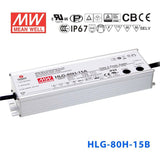 Mean Well HLG-80H-15B Power Supply 75W 15V - Dimmable 5A - HLG-80H-15B - powersupplymall.com
