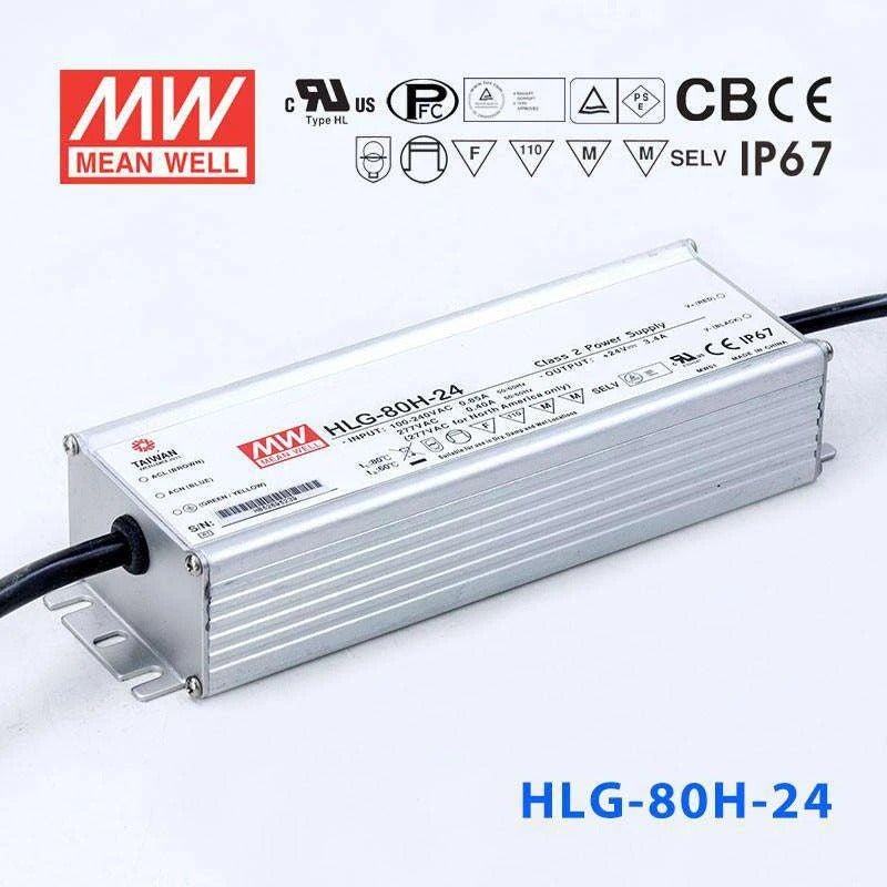 Mean Well HLG-80H-24 Power Supply 80W 24V 3.4A - HLG-80H-24 - powersupplymall.com