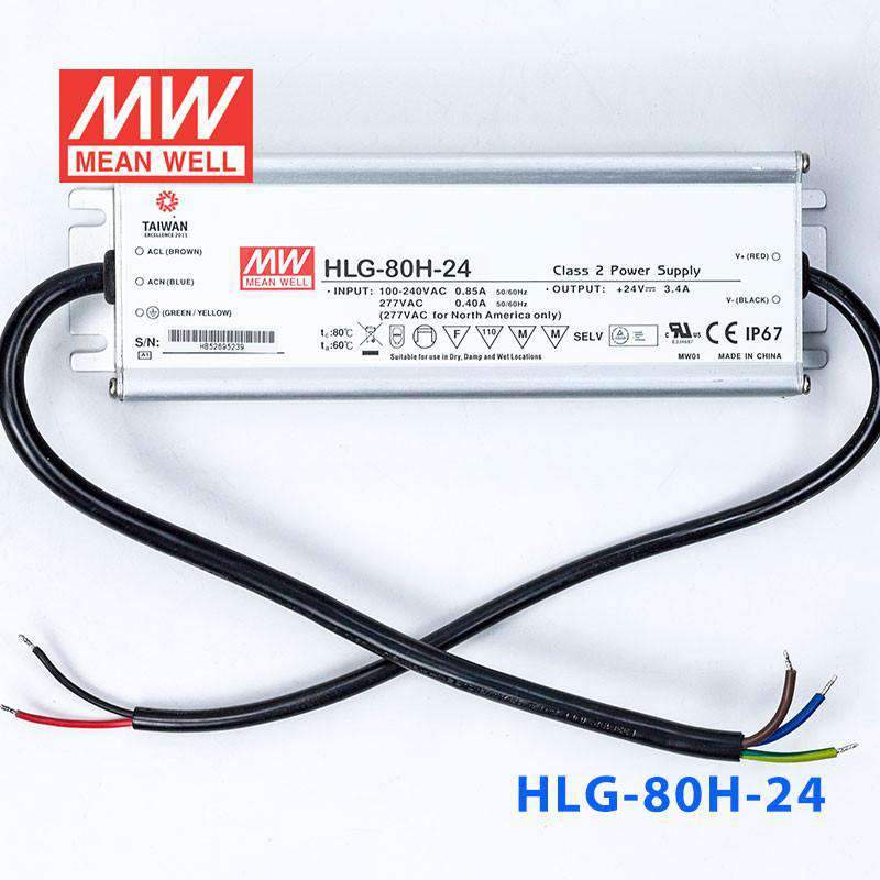 Mean Well HLG-80H-24 Power Supply 80W 24V 3.4A - HLG-80H-24 - powersupplymall.com