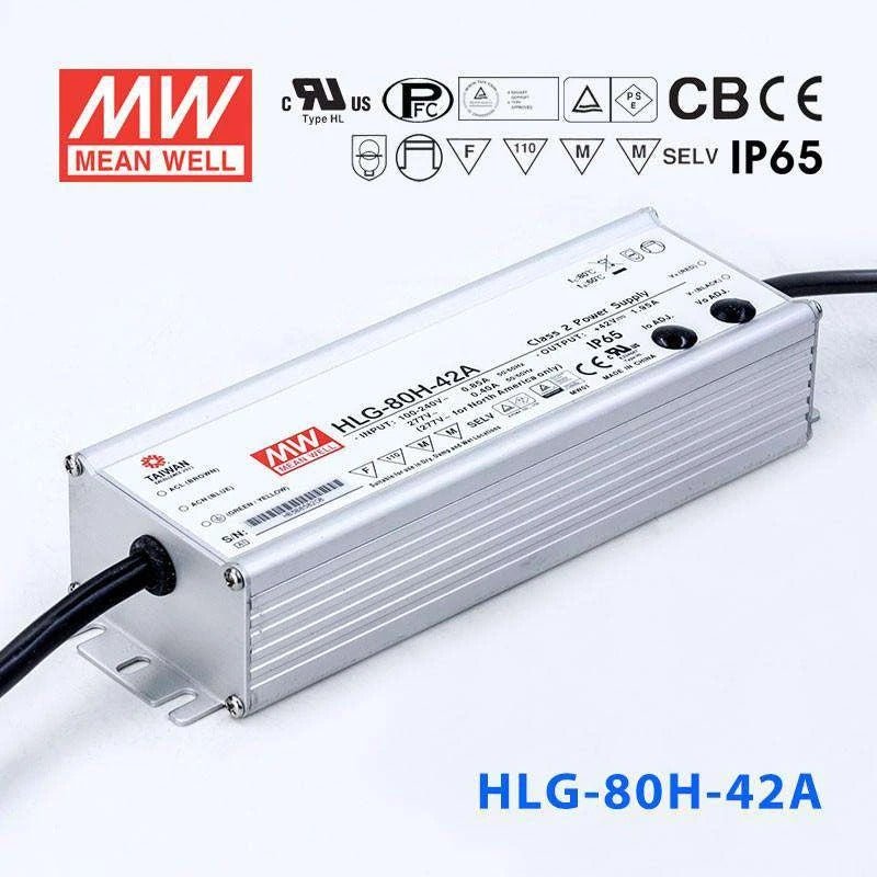 Mean Well HLG - 80H - 42A Power Supply 80W 42V - Adjustable - HLG - 80H - 42A - powersupplymall.com