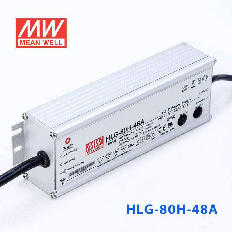 Mean Well HLG-80H-48A Power Supply 80W 48V - Adjustable 1.7A - HLG-80H-48A - powersupplymall.com