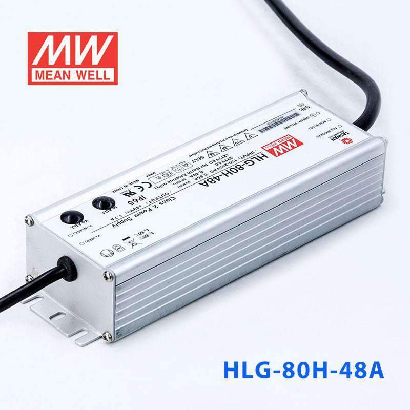 Mean Well HLG-80H-48A Power Supply 80W 48V - Adjustable 1.7A - HLG-80H-48A - powersupplymall.com