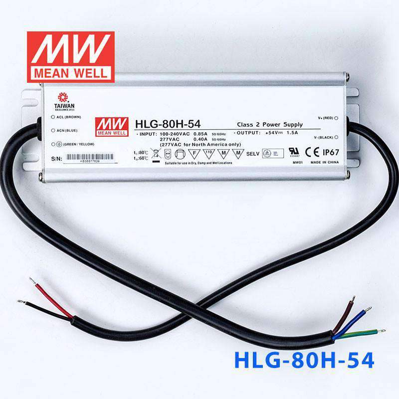 Mean Well HLG-80H-54 Power Supply 80W 54V 1.5A - HLG-80H-54 - powersupplymall.com