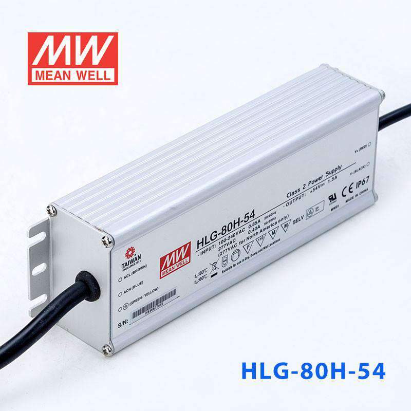 Mean Well HLG-80H-54 Power Supply 80W 54V 1.5A - HLG-80H-54 - powersupplymall.com