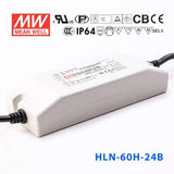 Mean Well HLN-60H-24B Power Supply 60W 24V - IP64, Dimmable 2.5A - HLN-60H-24B - powersupplymall.com
