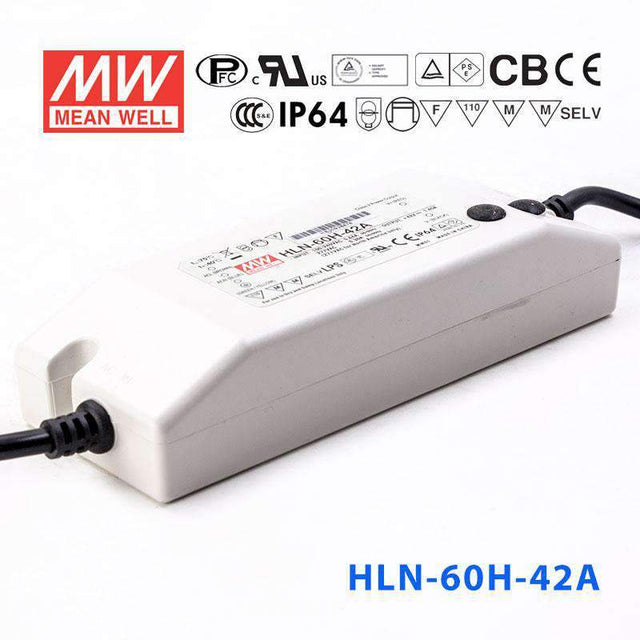 Mean Well HLN - 60H - 42A Power Supply 60W 42V - IP64, Adjustable - HLN-60H-42A - powersupplymall.com