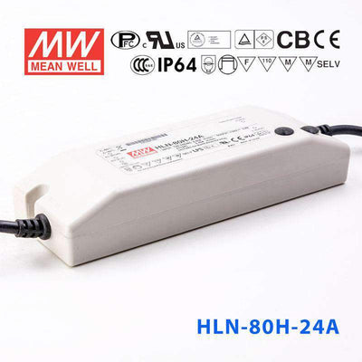 Mean Well HLN-80H-24A Power Supply 80W 24V - IP64, Adjustable 3.4A