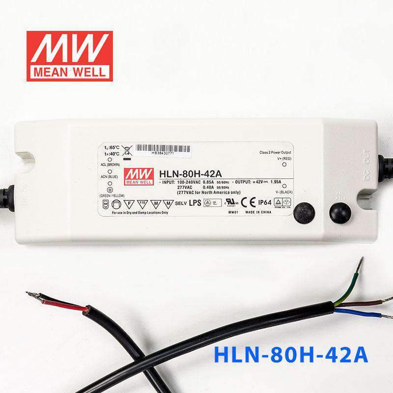 Mean Well HLN-80H-42A Power Supply 80W 42V - IP64, Adjustable 1.95A - HLN-80H-42A - powersupplymall.com